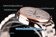 Longines Master Chrono Moonphase Swiss Valjoux 7751 Automatic Two Tone Case with White Dial and Rose Gold Bezel
