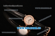 Patek Philippe Calatrava Miyota Quartz Rose Gold Case with White Dial and Roman Numeral Markers - Diamonds Bezel