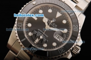 Rolex Submariner Oyster Perpetual Swiss ETA 2836 Automatic Movement Steel Case with Black Dial and Black Bezel