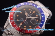 Rolex GMT Master Vintage Swiss ETA 2836 Automatic Full Steel with Blue/Red Bezel and Black Dial