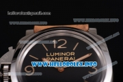 Panerai PAM 557 Luminor 1950 Left-handed 3 Days Acciaio Clone P.3000 Manual Winding Steel Case with Black Dial and Brown Leather Strap - 1:1 Original (KW)