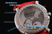 Chopard Happy Sport - Mickey Swiss Quartz Stainless Steel Case Diamond Bezel with Red Leather Strap and Mickey Dial
