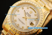 Rolex Day-Date Automatic Gold Case With Diamond Bezel and Strap