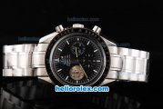 Omega Speedmaster Automatic Movement Black Dial with White Stick Hour Marker and Black Bezel-SS Strap