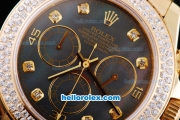 Rolex Daytona Oyster Perpetual Chronometer Automatic Full Gold with Diamond Bezel,Black Shell Dial and Diamond Marking