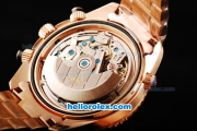 Omega Seamaster Swiss Valjoux 7750 Chronograph Movement Full Rose Gold Case/Strap with Black Dial and Stick Hour Marker