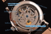 Patek Philippe Grand Complications Asia 3836 Automatic Steel Case with Black Leather Strap Skeleton Dial Roman Markers