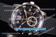 Cartier Calibre de Cartier Diver Asia ST16 Automatic Steel Case with Black Dial Roman Markers and Black Rubber Strap