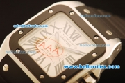 Cartier Santos 100 Swiss ETA 2671 Automatic Steel Case with PVD Bezel and Black Rubber Strap - 1:1 Original