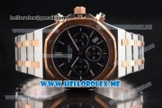 Audemars Piguet Royal Oak Miyota Quartz Two Tone Case/Bracelet with Black Dial and Stick Markers