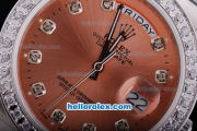 Rolex Day-Date Oyster Perpetual Automatic Rose Red Dial with Diamond Bezel and Marking