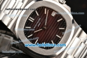 Patek Philippe Nautilus Miyota 9015 Automatic Full Steel with Coffee Dial and White Stick Markers
