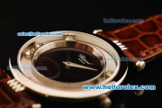 Chopard Happy Sport Swiss Quartz Movement Steel Case with Black Dial and Brown Leather Strap