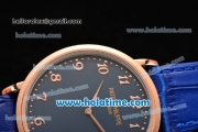 Patek Philippe Calatrava Miyota OS2035 Quartz Rose Gold Case with Blue Dial and Arabic Numeral Markers