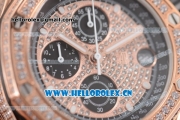 Audemars Piguet Royal Oak Offshore Seiko VK67 Quartz Rose Gold/Diamonds Case with Rose Gold Dial Diamonds Bezel and Arabic Numeral Markers