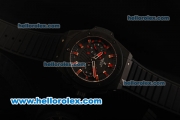 Hublot Big Bang Swiss Valjoux 7750 Automatic Movement PVD Case with Ceramic Bezel and Black Dial - Black Rubber Strap