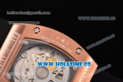 Richard Mille RM010 Miyota 9015 Automatic Rose Gold/Diamonds Case with Skeleton Dial and Green Inner Bezel