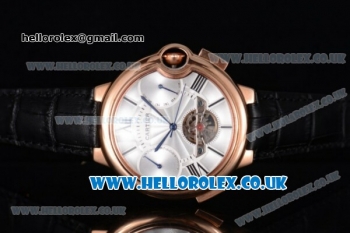 Cartier Ballon Bleu De Tourbillon Asia ST25 Automatic Rose Gold Case with Silver Dial and Black Leather Strap