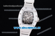 Richard Mille RM 055 Miyota 9015 Automatic Steel Case with Skeleton Dial Dot Markers White Inner Bezel and White Rubber Strap