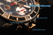 Ulysse Nardin Marine Chronograph Swiss Valjoux 7750 Automatic Movement PVD Case with Black Dial and Black Rubber Strap