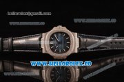 Patek Philippe Nautilus Miyota 9015 Automatic Steel Case Diamond Bezel with Blue Dial and Blue Leather Strap