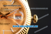 Rolex Day-Date II Clone Rolex 3135 Automatic Yellow Gold Case/Bracelet with Yellow Gold Dial and Stick Markers (BP)