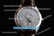 Jaeger-LECoultre Master Calendar Miyota 9015 Automatic Steel Case White Dial With Stick/Arabic Numeral Markers Brown Leather Strap (JH)