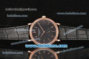 Patek Philippe Calatrava Miyota Quartz Rose Gold Case with Stick Markers and Black Dial