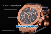 Audemars Piguet Royal Oak Chrono 41MM Swiss Valjoux 7750 Automatic Rose Gold Case with Blue Dial Stick Markers and Blue Leather Strap (EF)