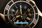 Breitling SuperOcean Swiss ETA 2836 Automatic Steel Case with Black Dial and Numeral markers- Black Rubber Strap