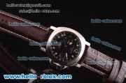Panerai Luminor GMT PAM 00159 Automatic Steel Case with Black Dial and Brown Leather Strap