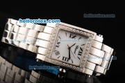 Chopard Happy Sport Japanese Quartz Movement Stainless Steel Case with Diamond Bezel and White Dial