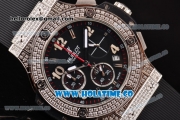 Hublot Big Bang Chrono Miyota OS20 Quartz Diamonds/Steel Case with Black Dial and Diamonds Bezel