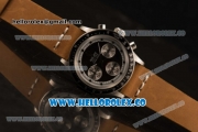 Rolex Daytona Vintage Edition Chrono Miyota OS20 Quartz Steel Case Steel Bezel with Black Dial and Brown Leather Strap