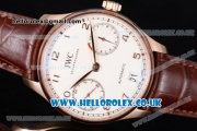 IWC Portuguese Clone IWC 52010 Automatic Rose Gold Case with White Dial Arabic Numeral Markers and Brown Leather Strap - 1:1 Original (ZF)