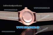 Rolex Cellini Time Asia 2813 Automatic Rose Gold Case with White Dial Brown Leather Strap and Stick Markers
