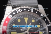 Rolex GMT-Master Asia 2813 Automatic Steel Case with Black Dial Grey Nylon Strap and Yellow Markers