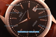 IWC Ingenieur Limited Edition Swiss ETA 2824 Automatic Rose Gold Case with Grey Dial and Brown Leather Strap