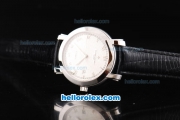 Vacheron Constantin Swiss ETA 2824 Automatic Movement White Dial with Silver Rome Numeral Marker and Black Leather Strap