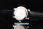 Vacheron Constantin Swiss ETA 2824 Automatic Movement White Dial with Silver Rome Numeral Marker and Black Leather Strap
