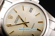 Rolex Milgauss Precision Automatic Movement Silver Case with Rose Gold Stick Markers-Beige Dial and SS Strap