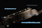 U-Boat U-42 Automatic Movement PVD Case with Black Dial and Black Leather Strap-Orange Markers