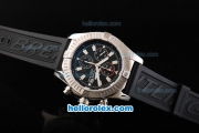 Breitling Avenger Swiss Valjoux 7750 Automatic Movement Steel Case with Black Dial-Silver Markers and Black Rubber Strap