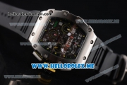 Richard Mille RM 011 Felipe Massa Flyback Swiss Valjoux 7750 Automatic Steel Case with Skeleton Dial and Black Rubber Strap Arabic Numeral Markers