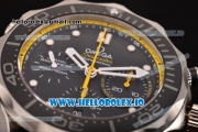Omega Seamaster Diver 300M Co-Axial Chrono Swiss Valjoux 7753 Automatic Steel Case with Black Dial Black Rubber Strap and White Markers