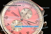 IWC Portuguese Chrono Miyota OS20 Quartz Steel Case with Pink Leather Strap and Pink Dial