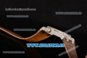Audemars Piguet Royal Oak Lady Swiss Quartz Steel/Diamonds Case with Grey Dial and Brown Leather Strap (EF)