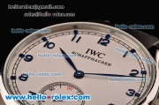 IWC Portuguese Vintage Asia 6497 Manual Winding Steel Case with White Dial and Blue Arabic Numeral Markers