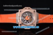 Hublot Masterpiece MP 08 Antikythera Sunmoon Asia 2813 Automatic Rose Gold Case Skeleton Dial Stick Markers and Orange Leather Strap