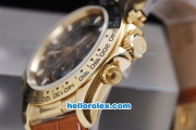 Rolex Daytona Chronograph Automatic Gold Case with Black Dial and Leather Strap